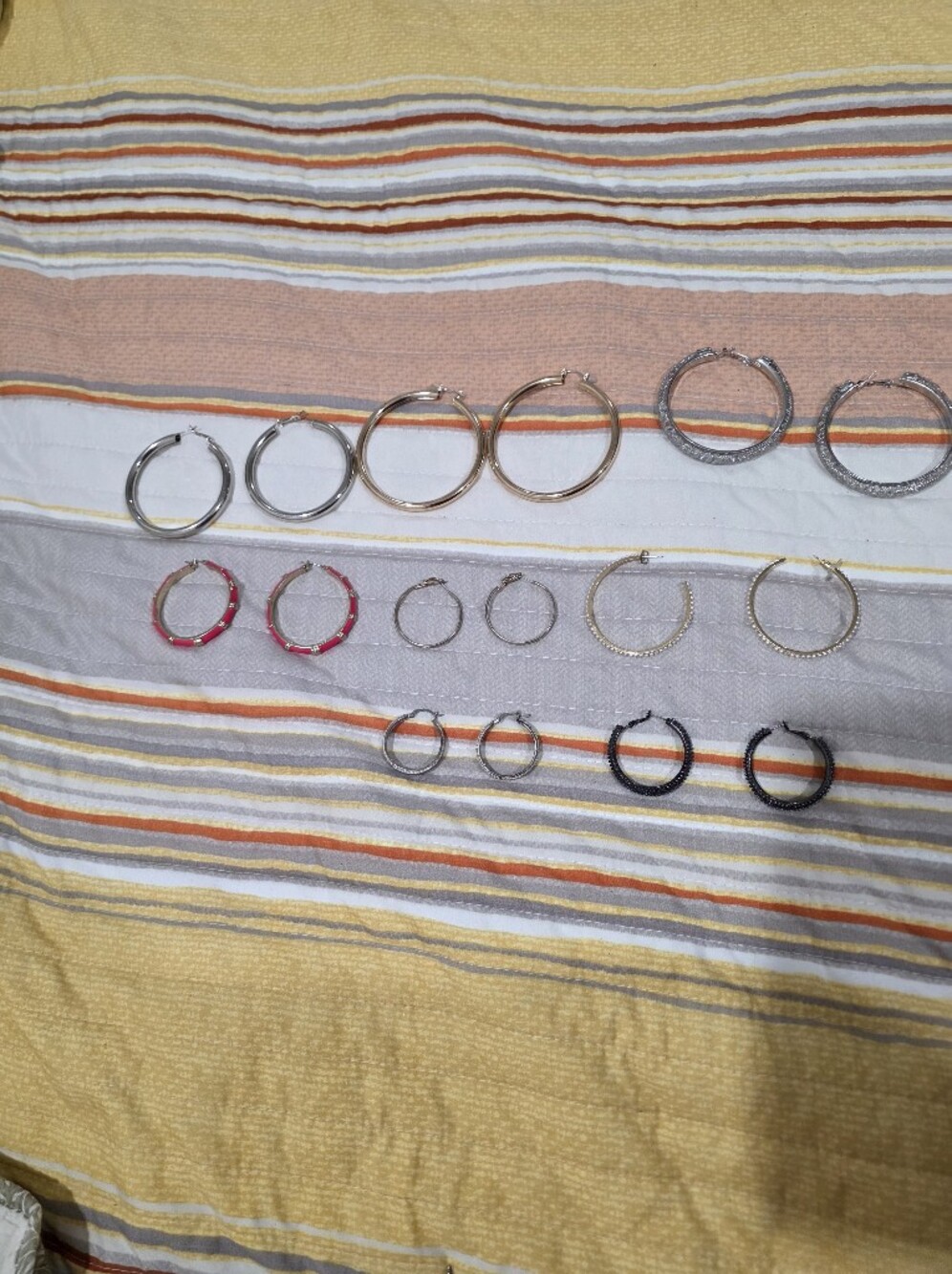 Mixed Metal and Pink Hoop Earring Set - Women Jewelry